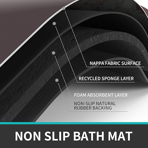 Miniatura 3 de Juego de alfombras de baño, tapetes de baño con tapetes para inodoro en forma de U, antideslizantes, absorbentes de agua, tapetes de baño para