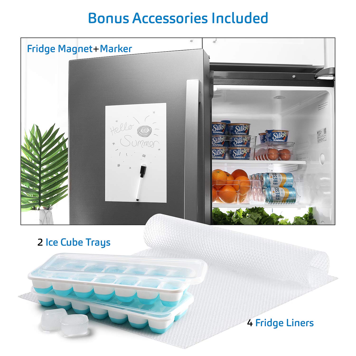 StorageBud Fridge Organizer 16 PC Refrigerator Organizer Bins Clear