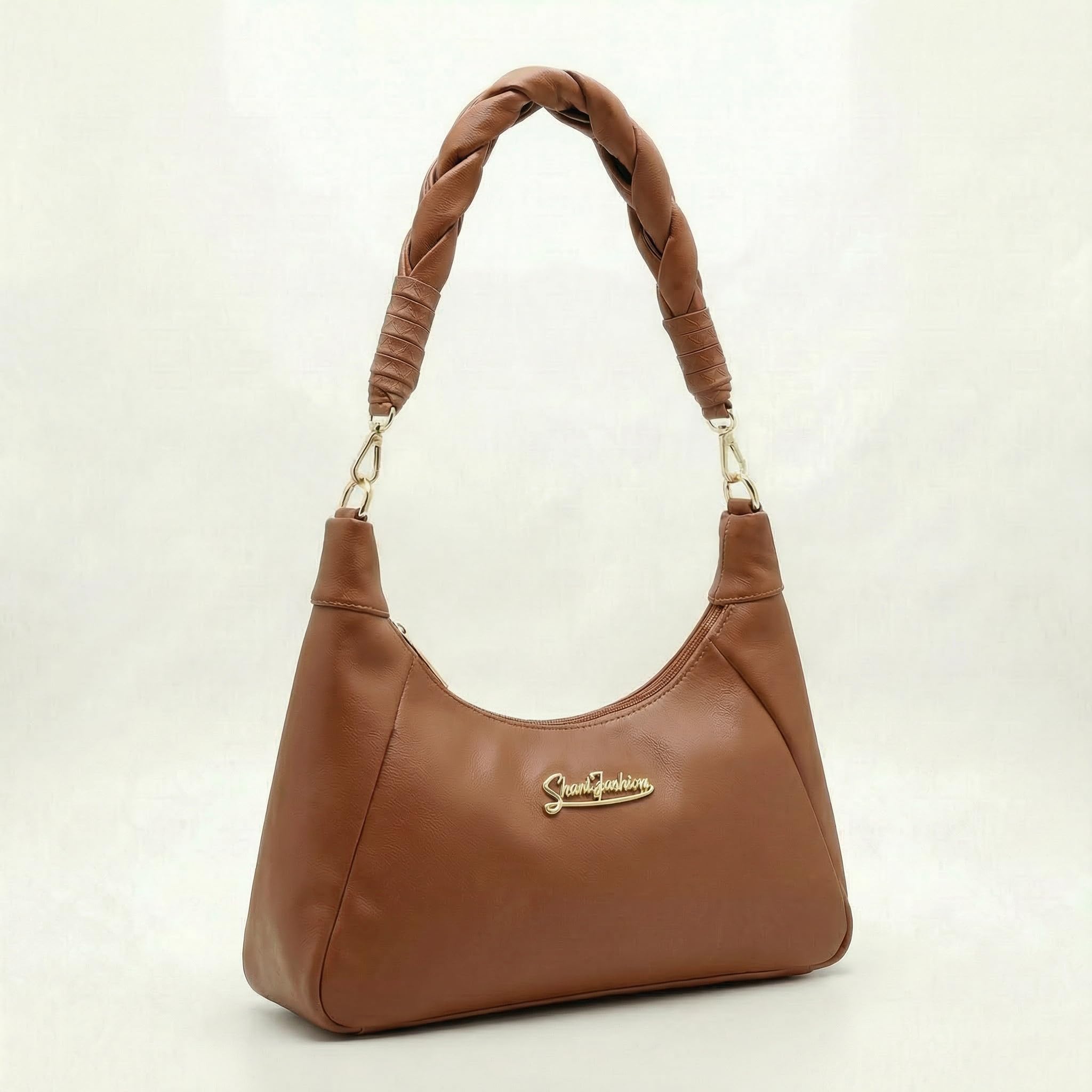AESTHESY Trendy Braided Handle Underarm Bag for Women - Soft Vegan Leather Hobo Purse, Everyday Shoulder Handbag for Girls-picture-15