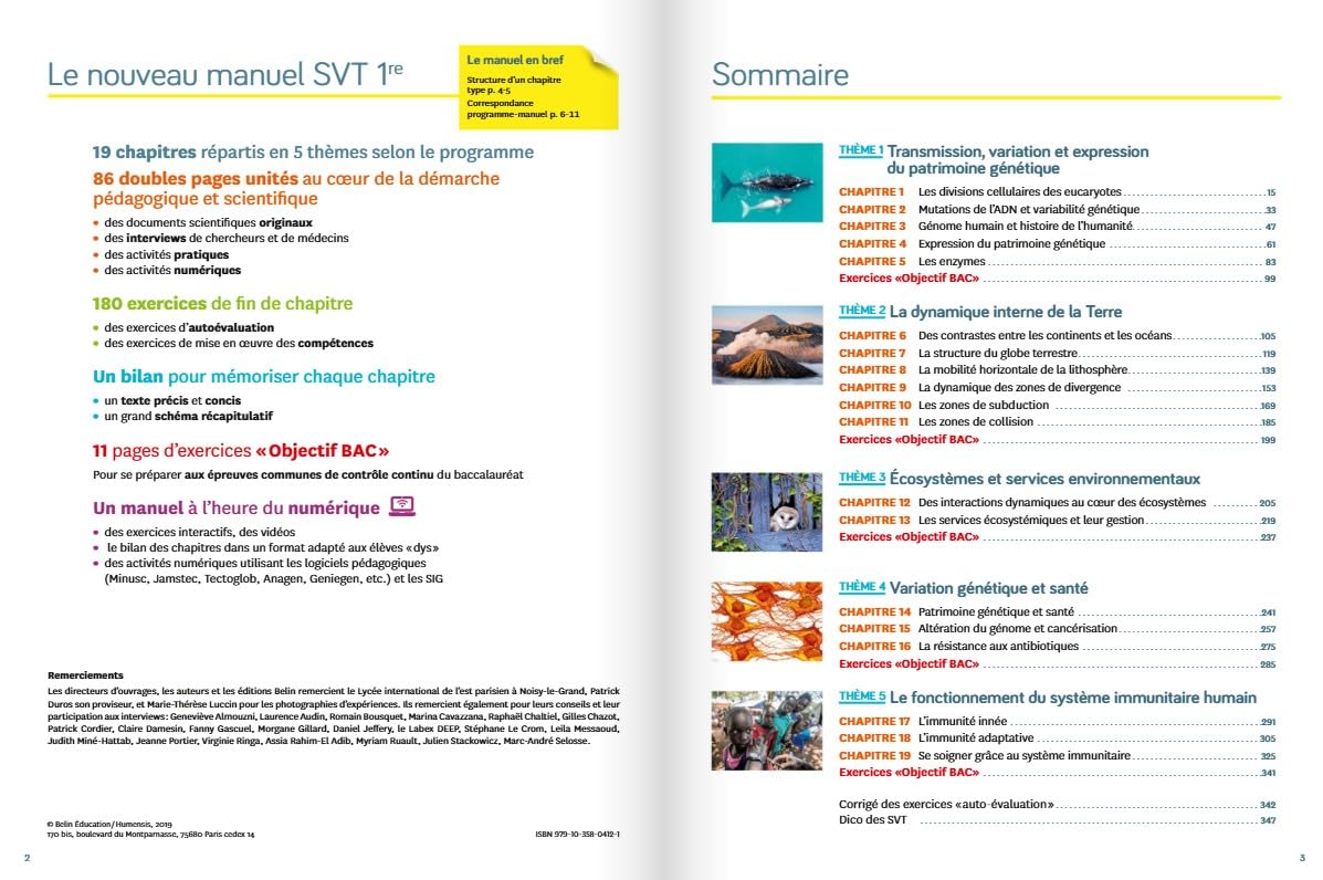 SVT 1RE ENSEIGNEMENT DE SPECIALITE: Manuel élève 2019