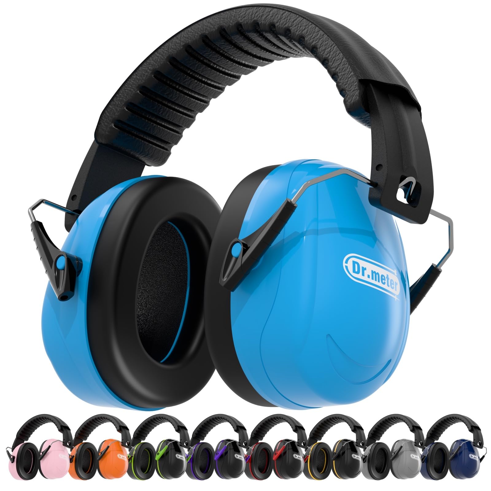 Dr.meter Ear Defenders Adults, SNR 31dB Noise Reduction Earmuffs with with Adjustable Headband Double Layers Hearing Protection for Gardening Yard Work Blue