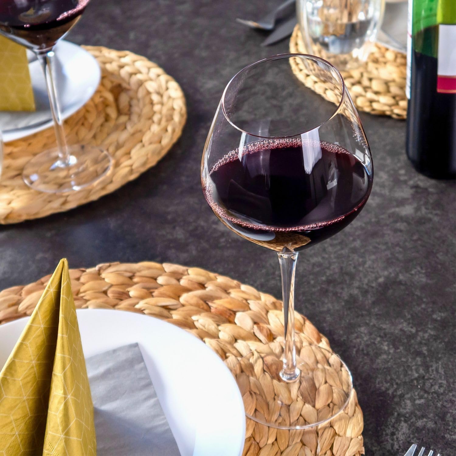 INTIRILIFE Copa de vino 6x con borde moderno - 470 ml de capacidad - Copa de vino tinto Apta para lavavajillas Cristal a prueba de golpes