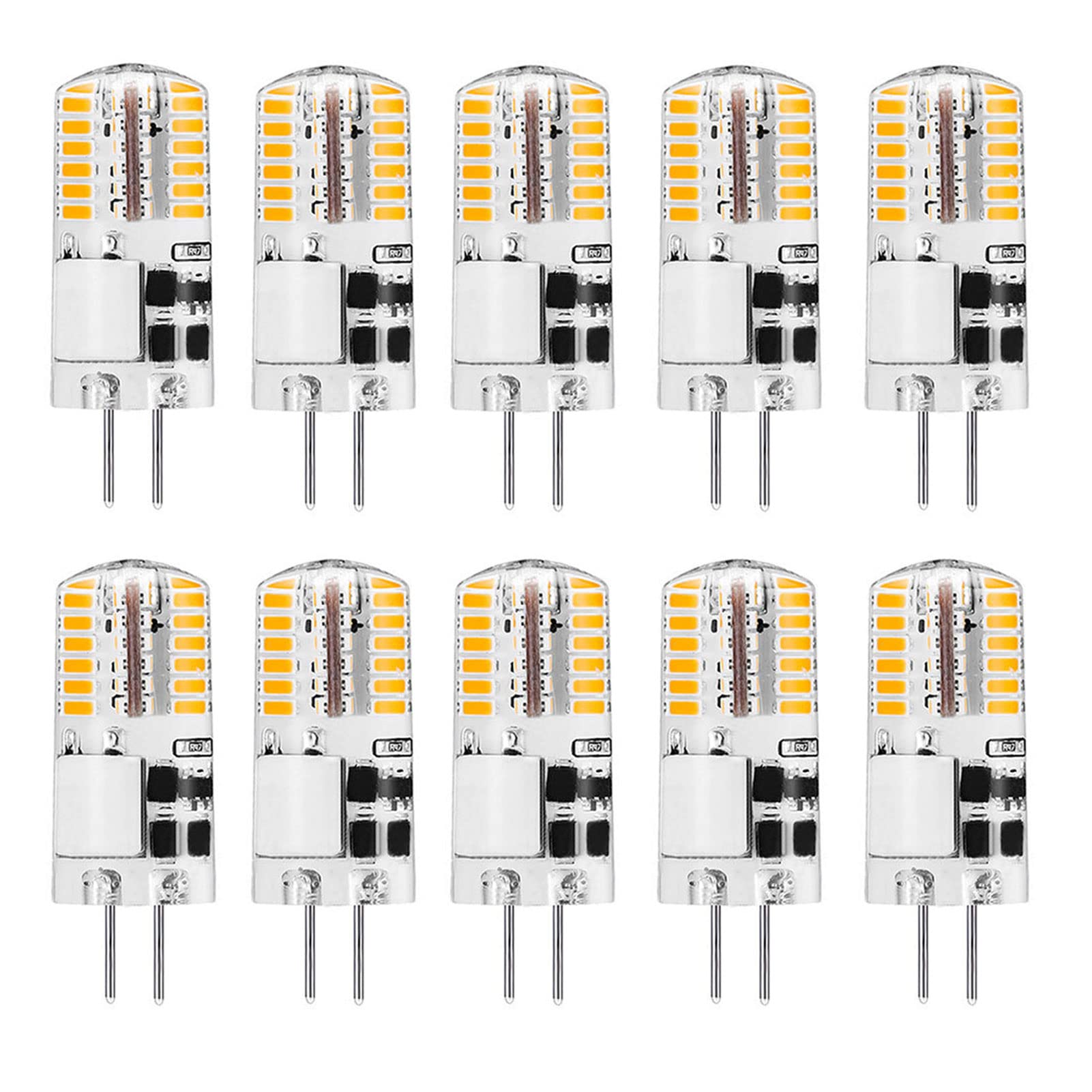 G4 LED Bulbs 12V Natural White Light 4000K JC Bi-Pin Base, 2W Replacement 20W T3 Halogen Bulb for Landscape, Under Cabinet, RV, No Flicker, AC/DC12V, G4 Base, Non-Dimmable, 10 Pack