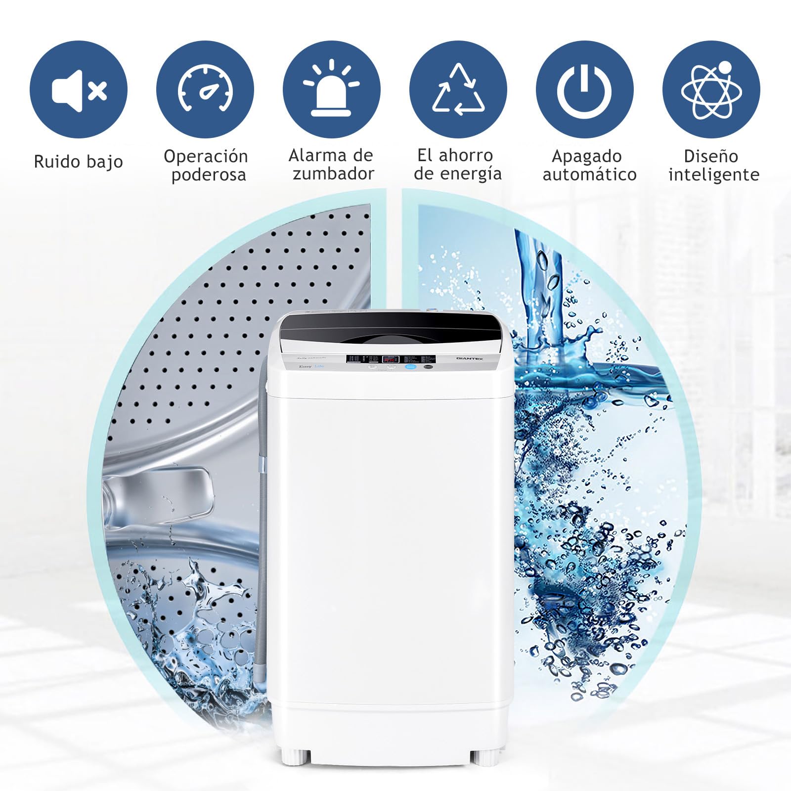 COSTWAY 4.5 kg Lavadora, Lavadora Compacta Automática 310w, 10 Programas de Lavado y 8 Niveles de Agua, Ideal para Apartamentos y Autocaravanas, Gris