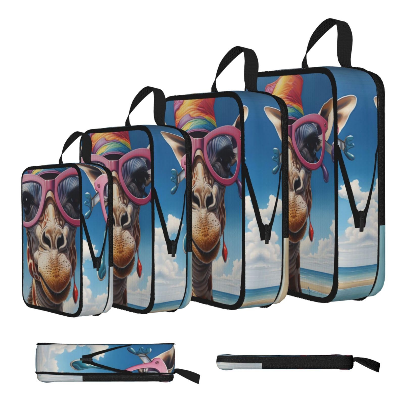Sxzvvbn Black The Giraffe In The Hat Compression Packing Cubes 4 Piece Set