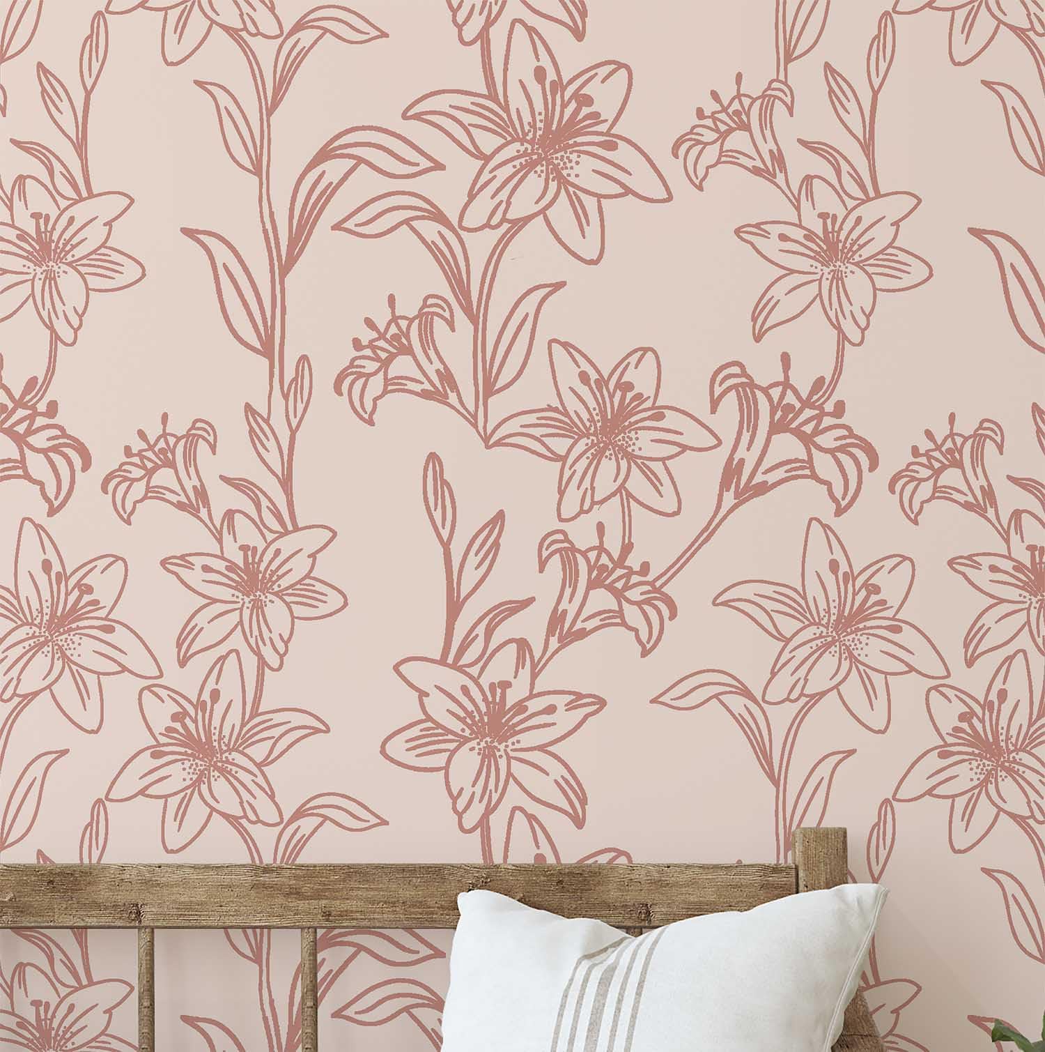 Papier peint dahlias marron pour une chambre ou salle à manger cosy