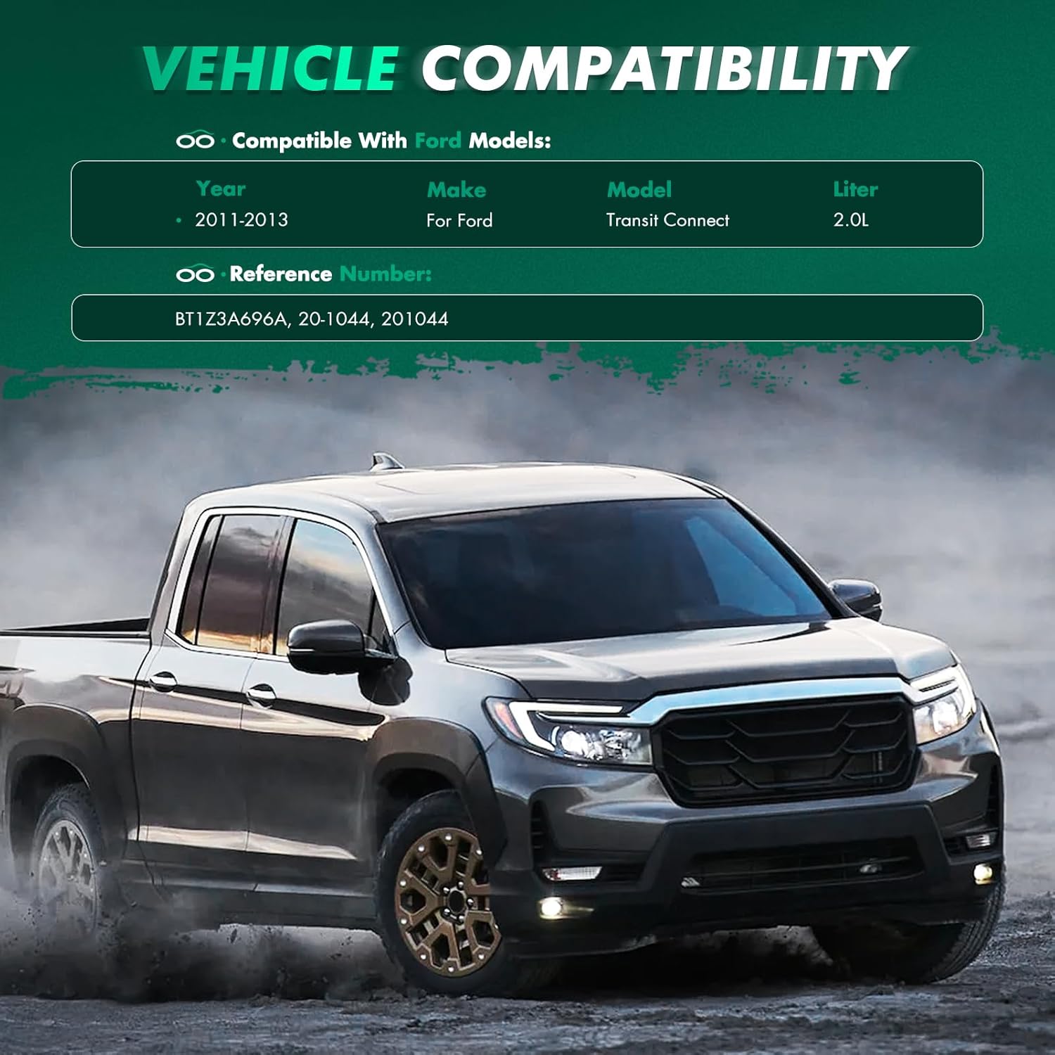 SCITOO Power Steering Pump Compatible with Ford for Transit Connect 2011 2012 2013 L4 2.0L, Replace 20-1044 BT1Z3A696A, with Pulley