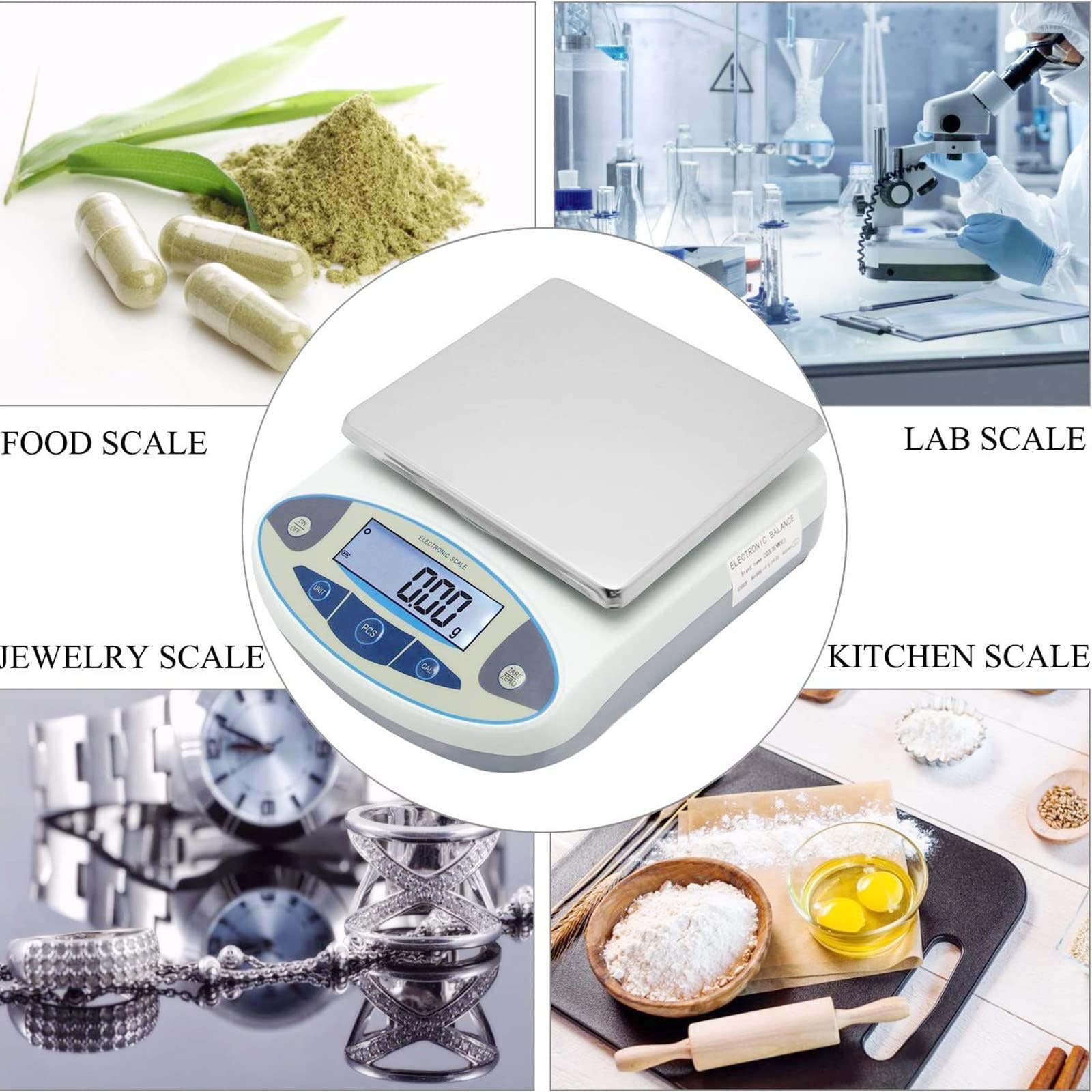 Balance électronique analytique de laboratoire Balance de précision numérique, pour un pesage de haute précision - Idéal pour les laboratoires, les bijoux, la cuisine - Balances électroniques précis