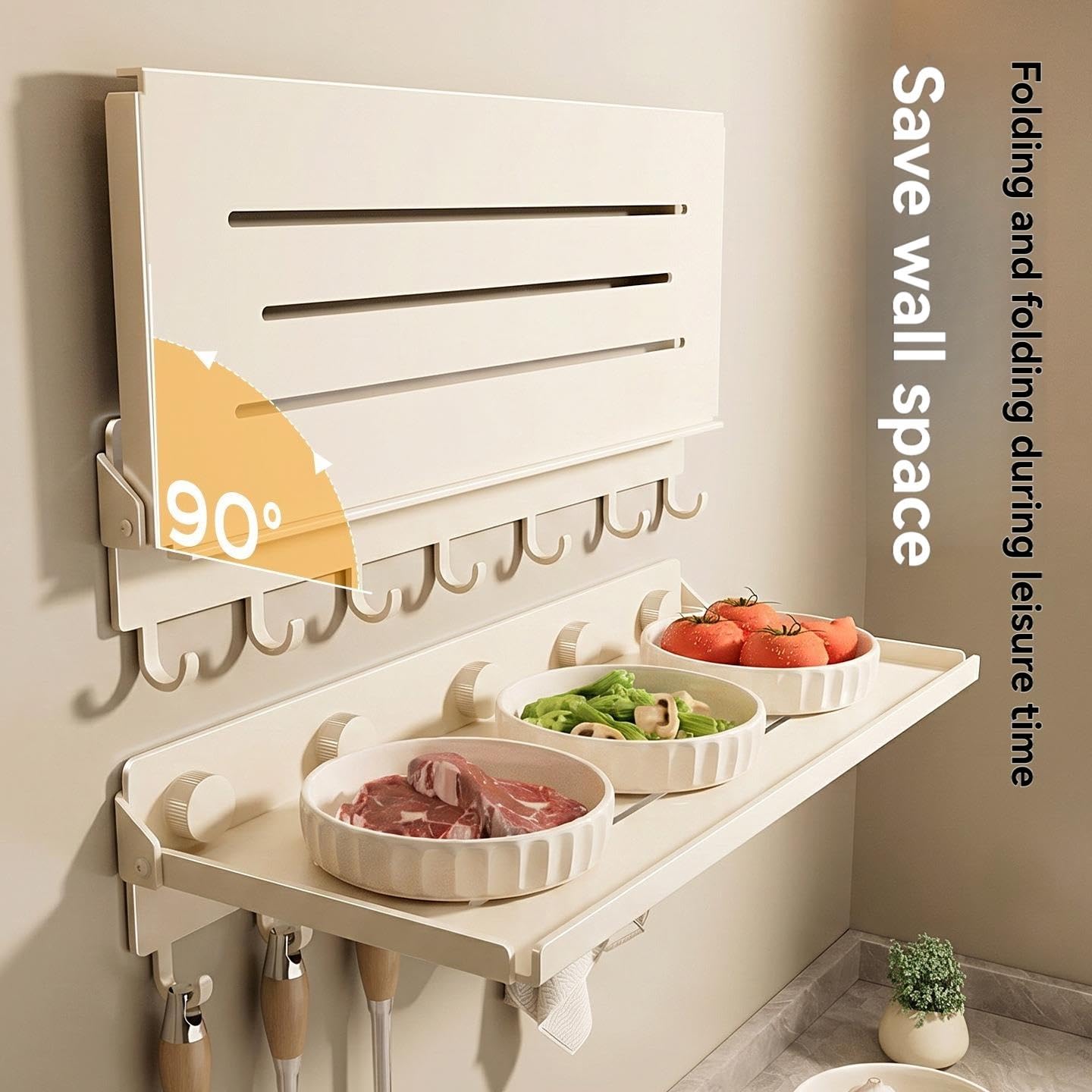 Gewürzregal ohne Bohren, Wandmontage, faltbares Küchenregal