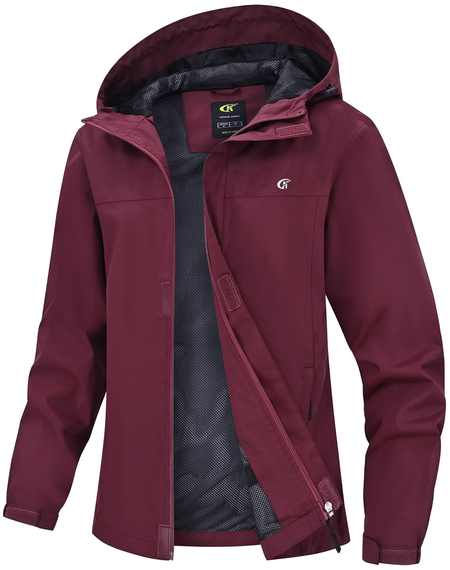 Huayuzh Chaqueta softshell para mujer, resistente al agua, transpirable, chaqueta de entretiempo, chaqueta cortavientos, chaqueta de lluvia, chaqueta de senderismo, senderismo, correr, rojo oscuro, S