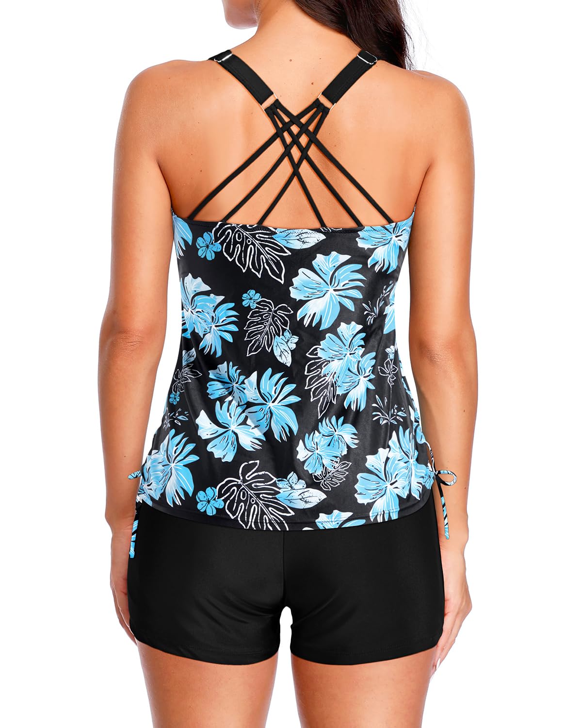 Condition photo showing New/Like New for tempt me two piece tankini swimsuits for women tummy control bathing suit with shorts athletic swimwear