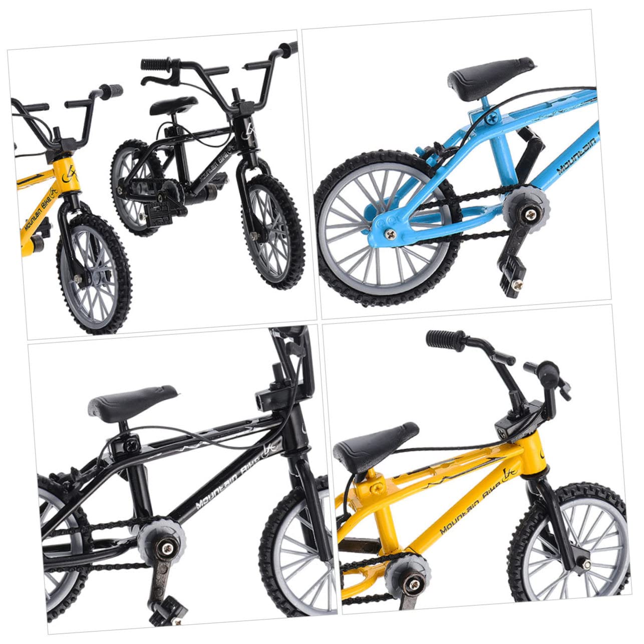 Alipis Juguetes de Bicicleta para Dedos 4piezas Doble Barra en Aleación de Aluminio y Plástico, Modelo Ligero para Entretenimiento y Relajación Mental