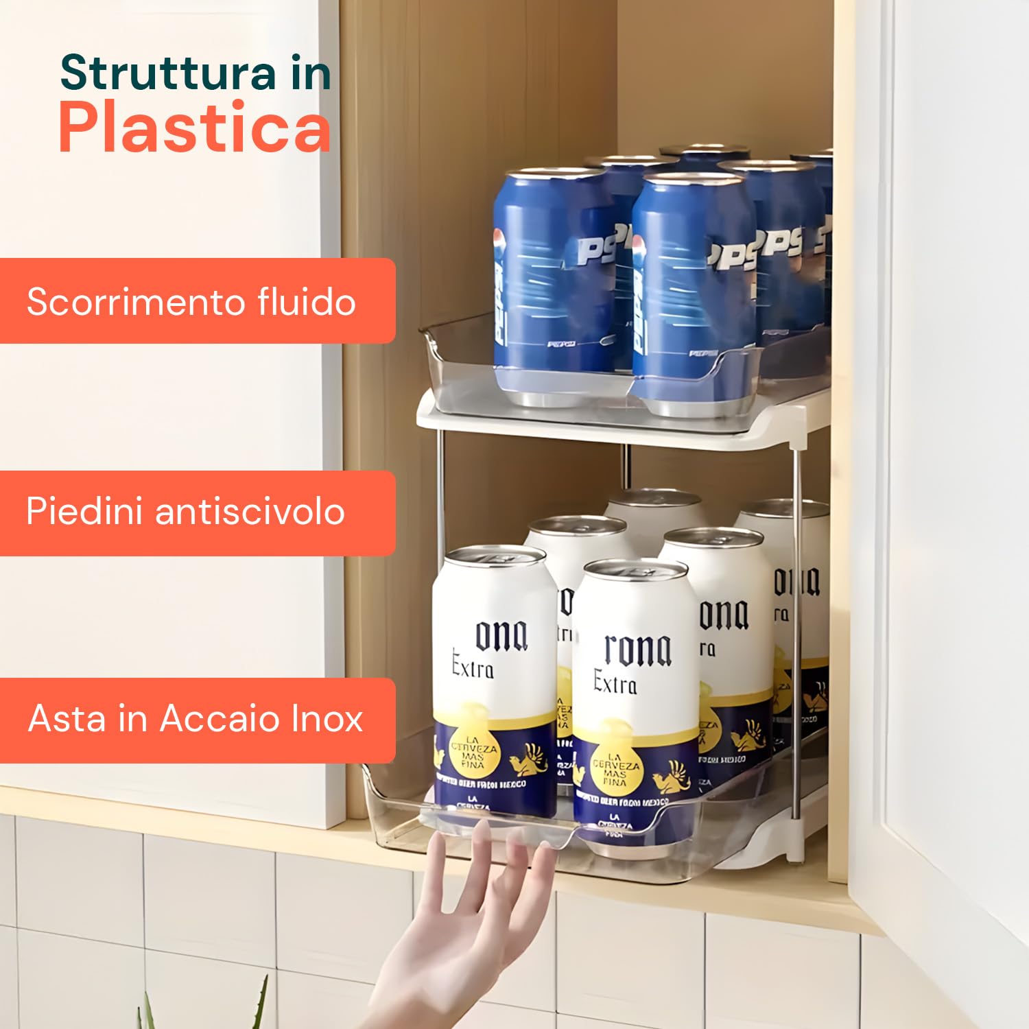 Avilia Set 2 Organizer Cucina e Bagno con Cassetti Estraibili - Scaffale Salvaspazio Impilabile a 2 Livelli - Organizer Sottolavello per Detersivi, Spezie e Cosmetici - Facile Montaggio - Bianco