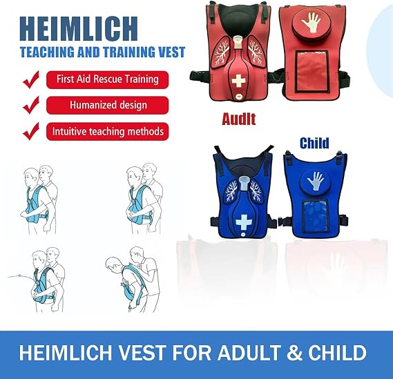 Anti Choking Device， Wearable CPR First Aid Training Model Adult Infarction Teaching with Back Slap, Red