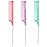 Goodofferplace 3 PCS Rat Tail Combs Parting Rattail Teasing Fine Tooth Comb with Metal Pick for Curly Hair,Detangling Parting Combs for Women,for Braiding,Styling Hair(Pink Purple Green)
