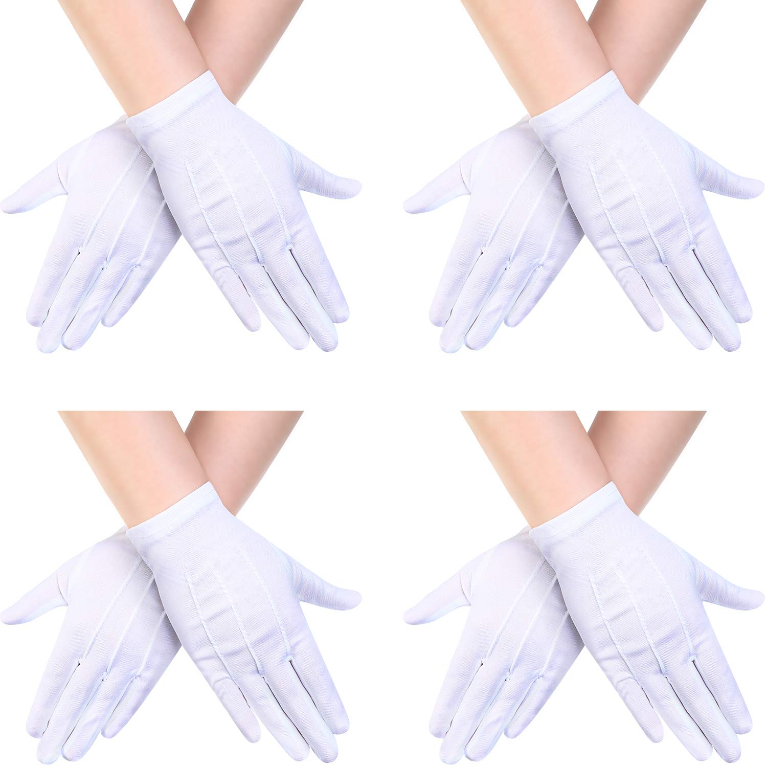 4 Pairs White Kids Costume Gloves Dress Up Short Formal Uniform Gloves for Boys and Girls Art Show Party