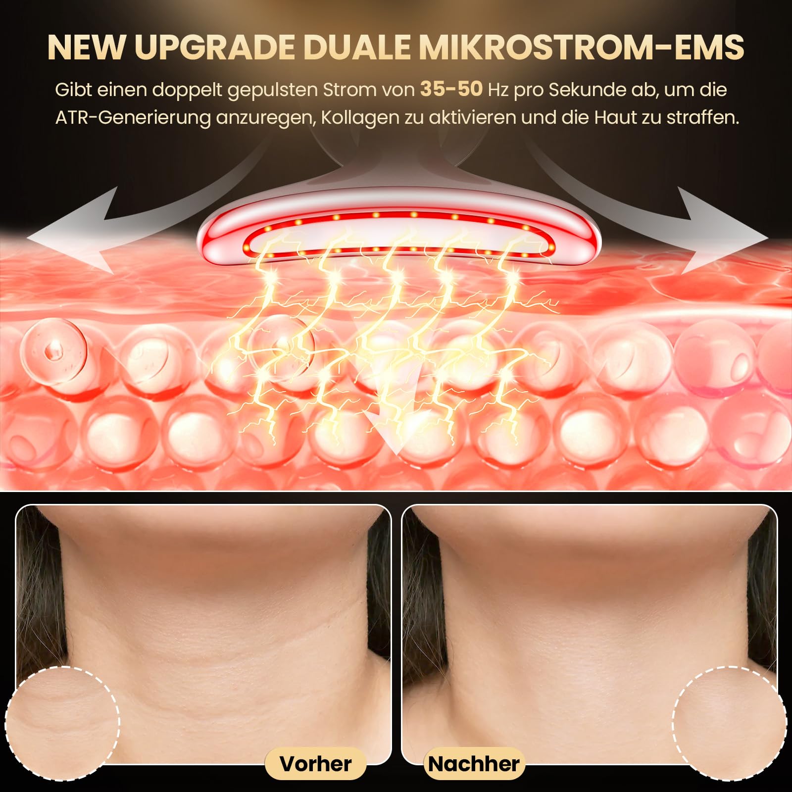 Gesichtsreinigungsbürste mit 2 Drehrichtungen & Gesichtsmassagegerät Gegen Falten EMS Gua Sha Elektrisch