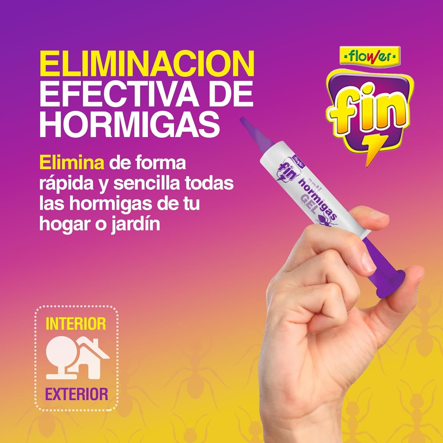 FLOWER x 6 Insecticida Anti Hormigas Formato Jeringa 10 gr | Jeringuilla Antihormigas Eficaz Elimina a Toda La Colonia | Gel Atrayante y Duradero | Interior y Exterior | Aplicación Segura y Sencilla