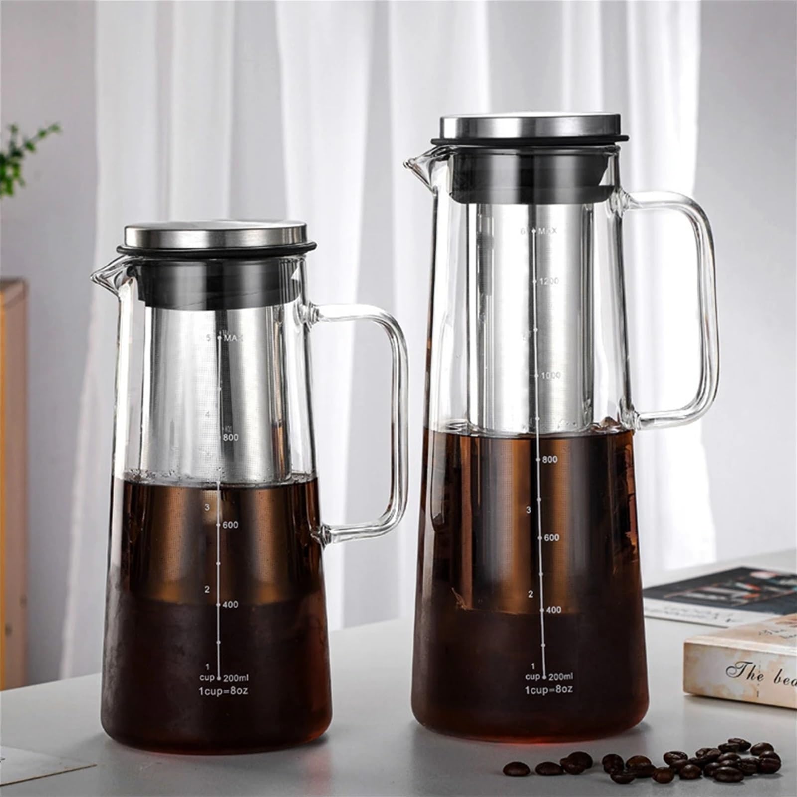 Cold Brew Kaffeekanne Cold Brew Coffee Maker Eiskaffeemaschine 1,4 Liter Eisteemaschine Cold Brew Maker Teekanne Kaffeezubehör Eisteekanne für kaltgebrühten Kaffee(1000ML)