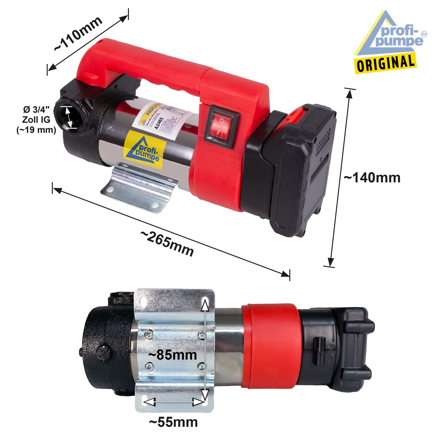 Mobile Dieselpumpe 24V Selbstansaugend Heizölpumpe Biodiesel Akku-Pumpe Starke Motor-Leistung, Batteriebetrieb Li-Ion-Akku Batterie Ersatz 2000mAh Universaldieselpumpe Star260-4.2, 45L/Min 260W