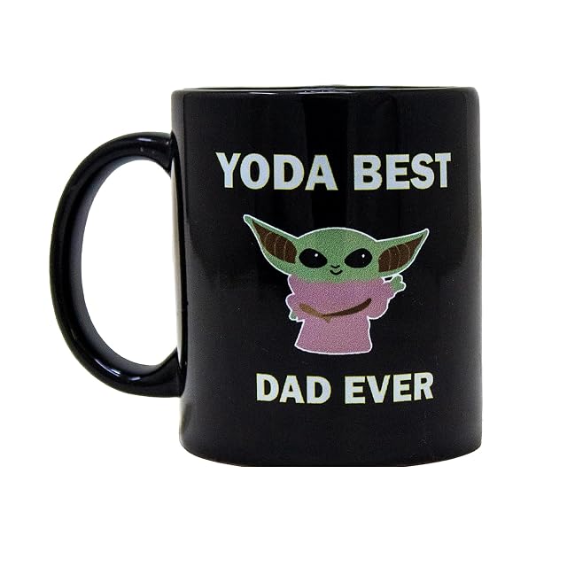 Ceramic Mug with Best Dad Ever Printed Design Unique Tea Coffee Novelty Cup for Fathers Day Birthday Black