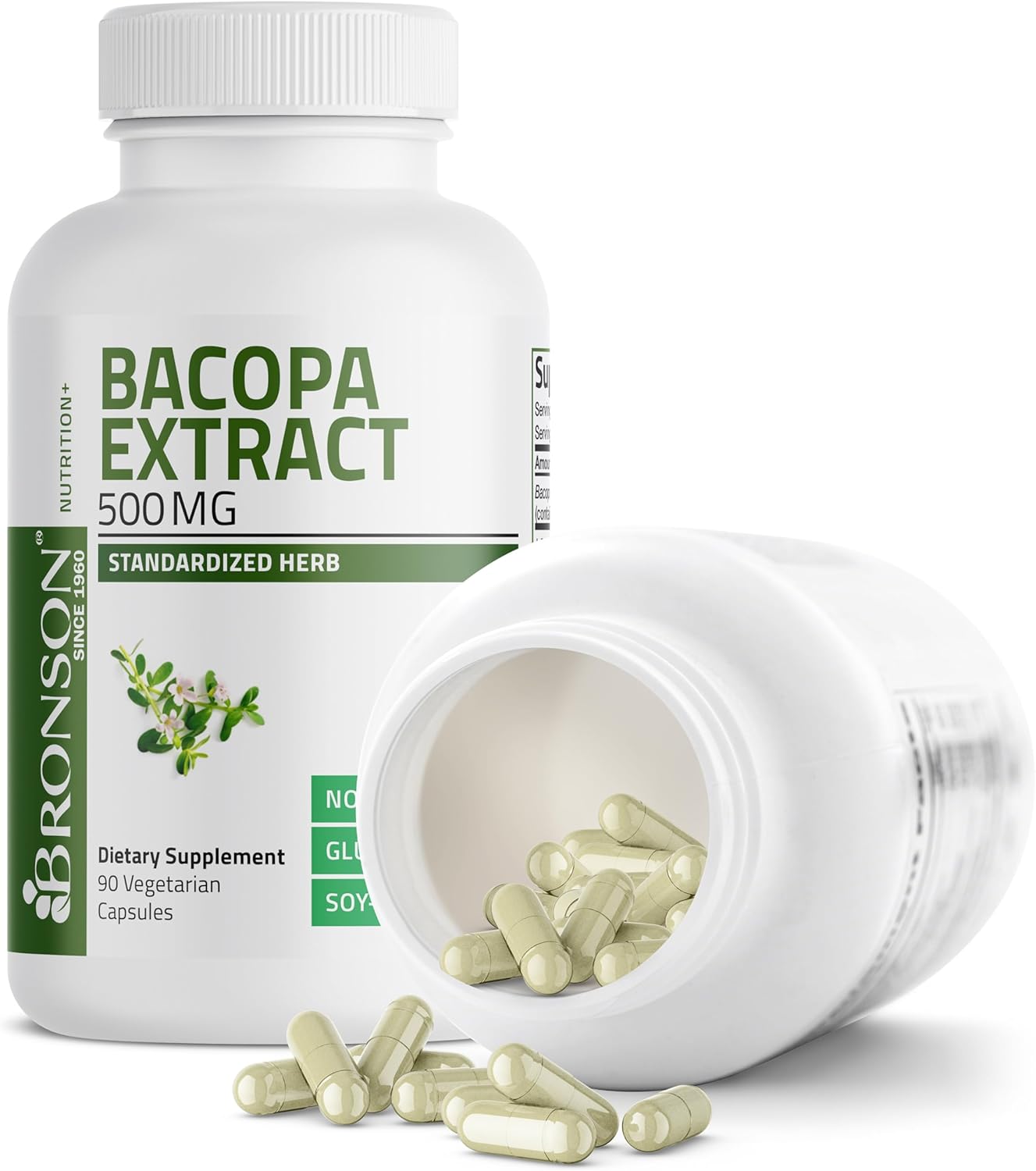 Bronson Bacopa Monnieri Extract 500 mg - Promotes Mental Clarity and Brain Function - Non GMO, 90 Vegetarian Capsules - Image 5