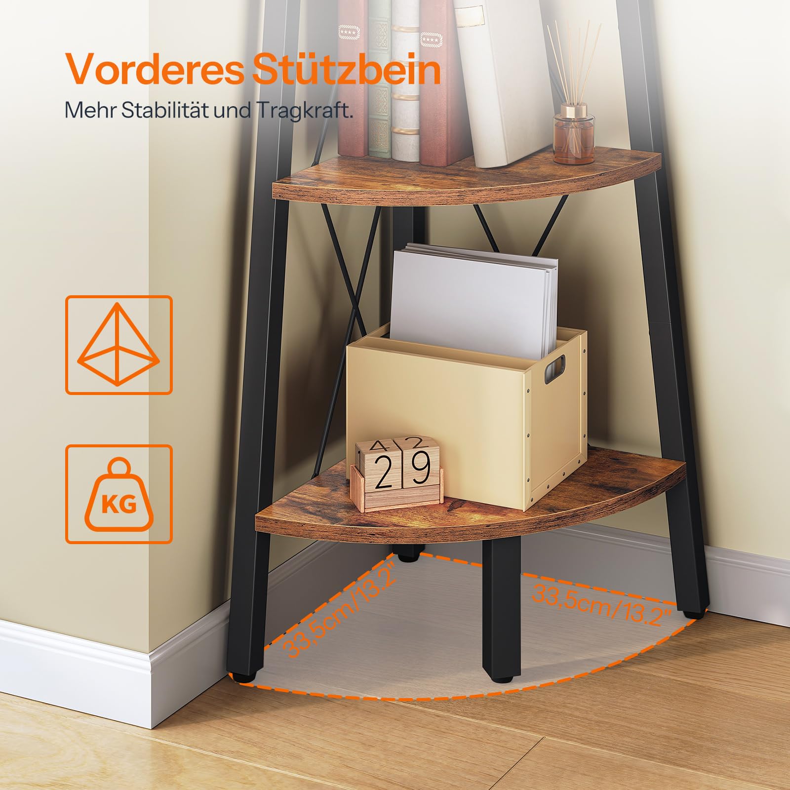 HOOBRO 5-stufiges Regal, Bücherregal, Eckregal, Standregal, Lagerregal