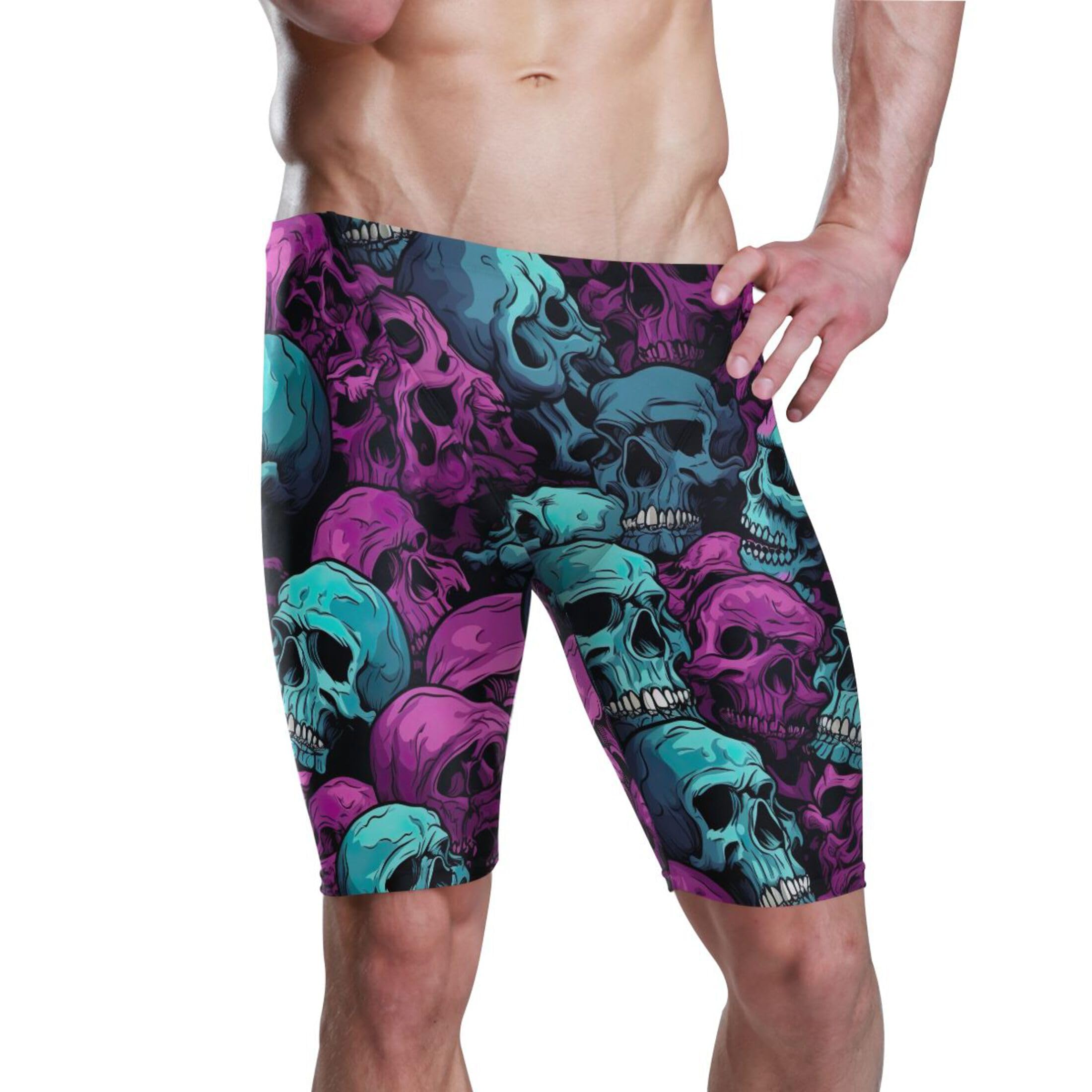 Sugar Skull Skeleton Gothic Men's Swim Jammers Swimsuit M B0400472