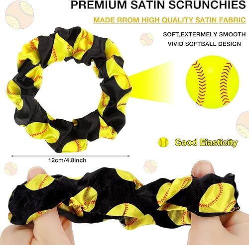 Miniatura 3 de Kajaia 24 piezas de softbol para fiestas, bolsas de cosméticos de softbol para el cabello, bolsa de viaje, bolsas de lona para maquillaje, bandas