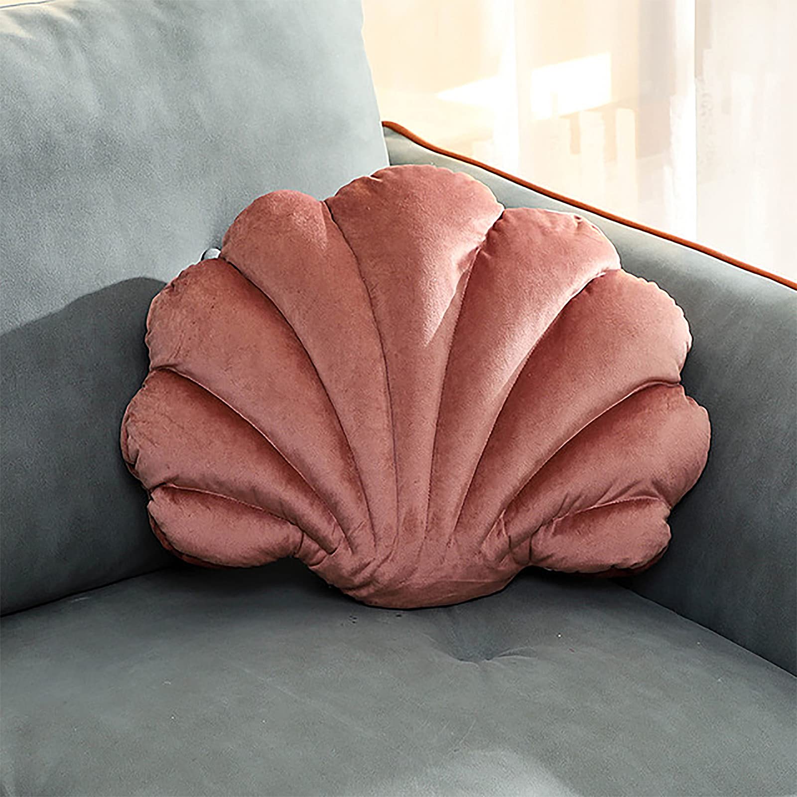 RSTYS Scallop-Shaped Pillows, Decorative Cushions Shell Pillow, Throw Pillow for Couch Decorative Shell Cushions Pillows Velvet Pleated Pillow for Home Bed Car Decor Floor Pillow Cushion