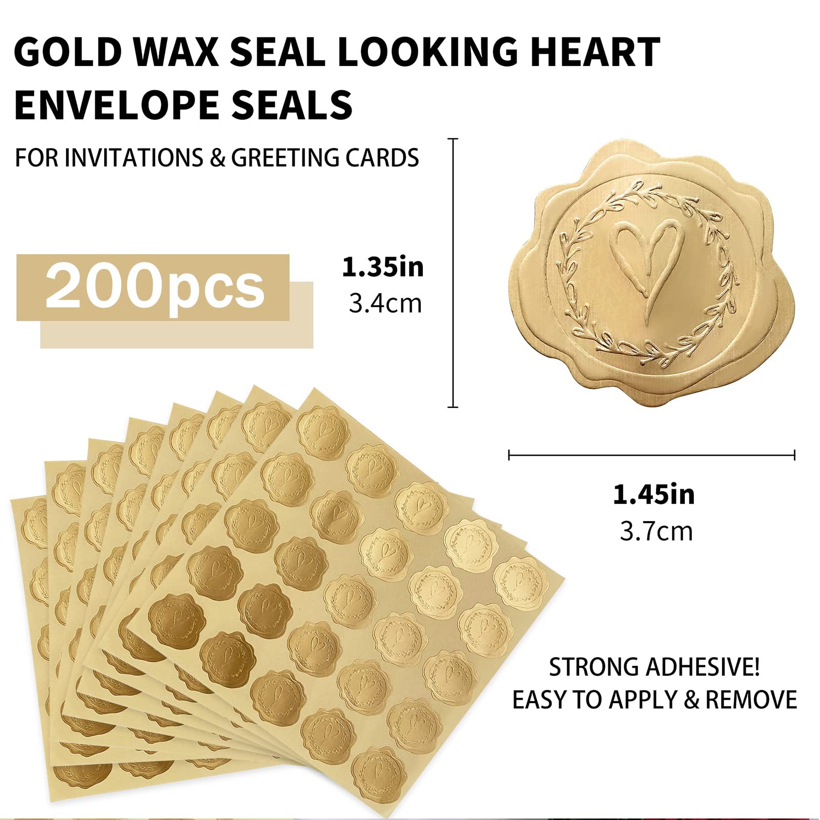 Adesivi Sigillo Di Cera 160 Pezzi - Autoadesivi Oro Per Buste Inviti Compleanno E Matrimoni - Foto 8