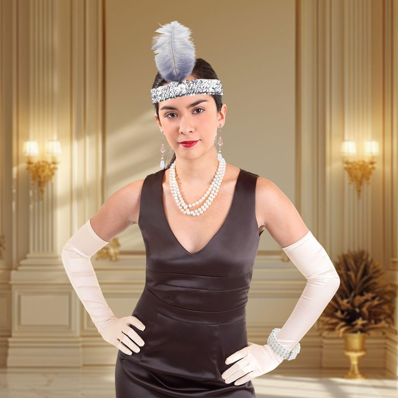 CYNOSURETECH 5 Piece Vintage Women'S Clothing, 1920S Accessories Set, Stylish Pearl Accessories - Image 4