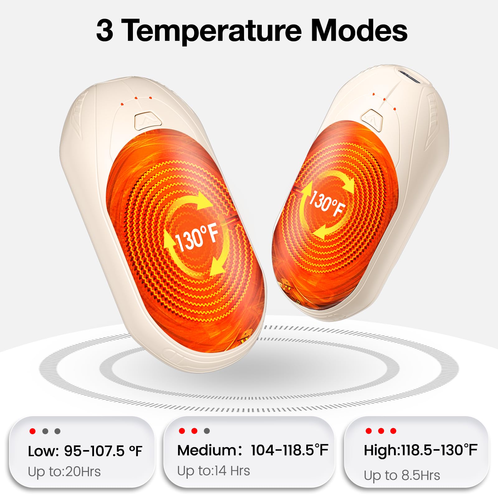 AI Lot de 2 chauffe-mains rechargeables avec puces intelligentes AI 6000 mAh, chaleur sûre de 20 heures, chauffe-mains portables, cadeaux pour Noël, l'extérieur, le golf, la chasse, le camping