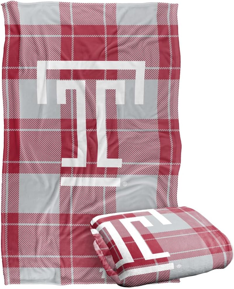 LOGOVISION Temple University Campus Plaid Spirit Silky Touch Super Soft Throw Blanket 36"x58"