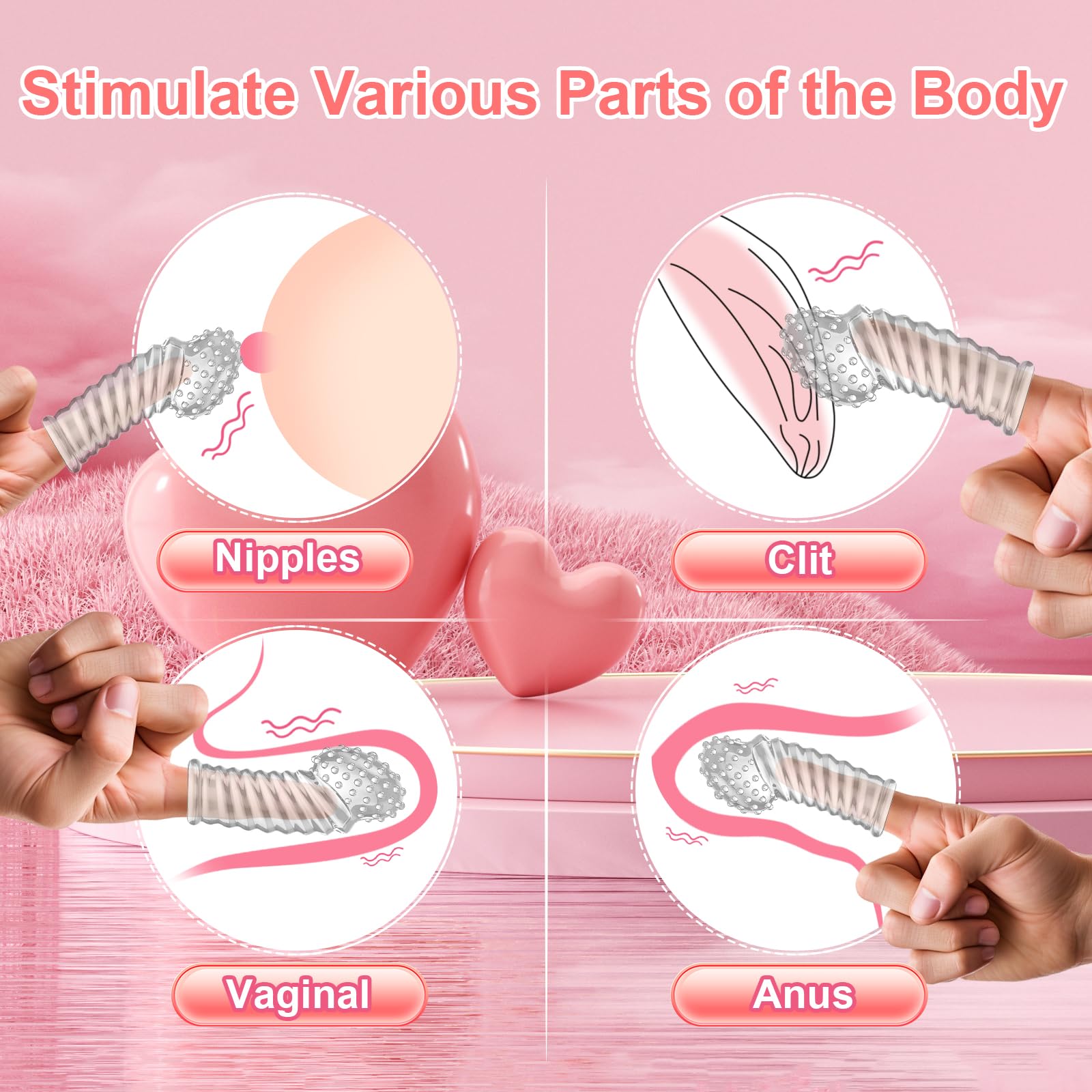 Qoosea Fingerhüllen Sexfinger Kitzler Penisscheide Fingerspitze Finger Penis Hülle für Sie Klitoris G-Punkt A-Punkt Erotikspielzeug für Männer Frauen Paaren Intensiv Sex Spaß