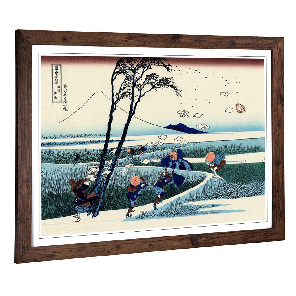 Big Box Art Framed Print of Hokusai Japanese Oriental Ejiri (2) Design | Wall Art Picture | Home Decor for Kitchen, Living Room, Bedroom, Hallway, Walnut, A2 / 24.5x18 Inch / 62x45cm