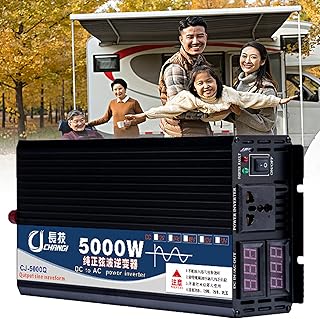 Falownik Samochodowy,5000 W 12 V / 24 V-220 V,Inteligentna Kontrola Temperatury ChłOdzenie Wentylatora,UrząDzenie PrzypominająCe BrzęCzyk,LodóWka,Klimatyzator,ZamrażArka,Pralka,24V-220V-5000W