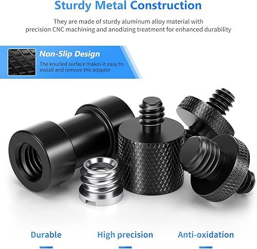 Miniatura 38 de NEEWER ST23 - Paquete de 3 adaptadores de rosca estándar de 1/4 a 3/8 pulgadas, adaptador de rosca para soporte de luz de estudio, adaptador