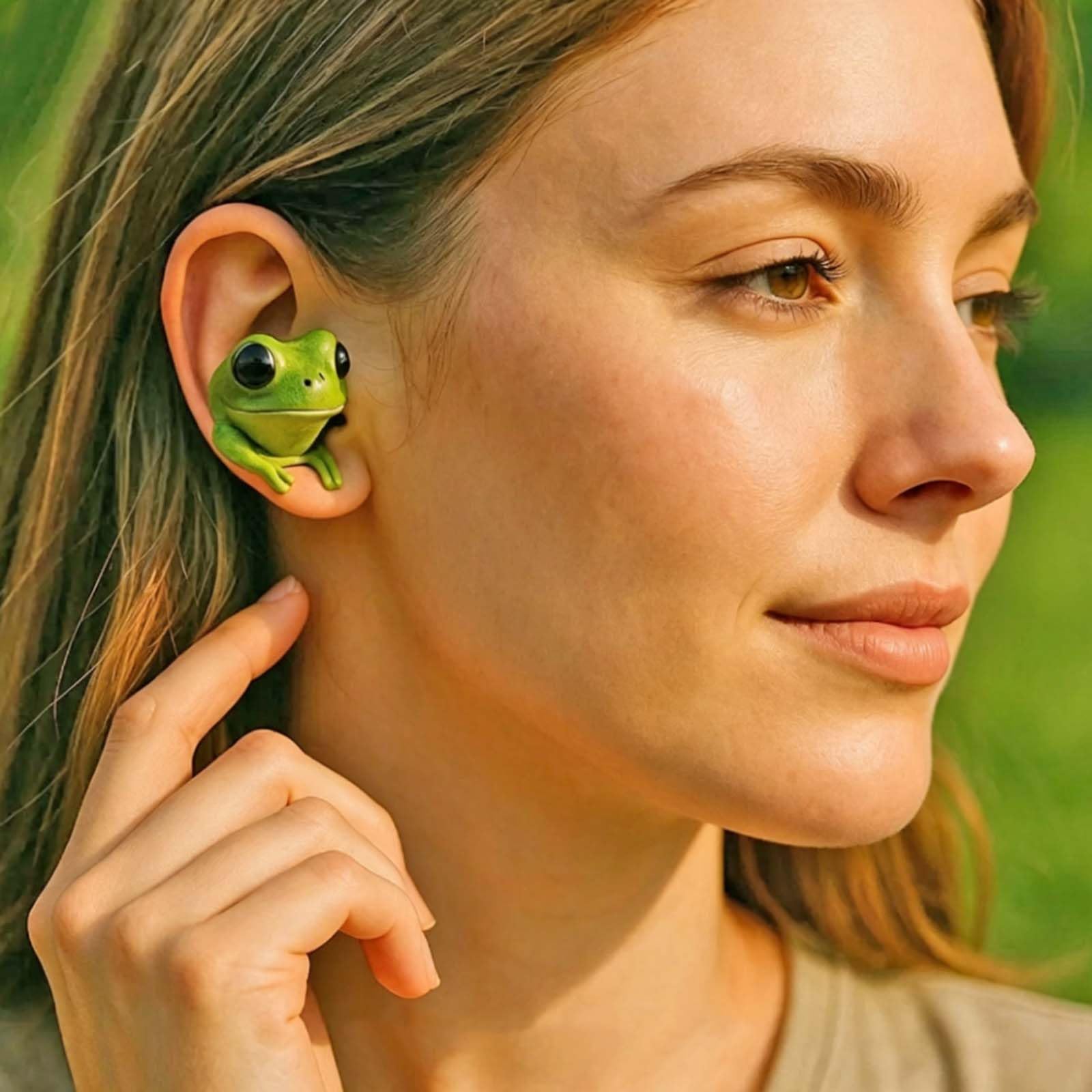 Frog Earbuds, Cute Animal Shaped Bluetooth Earbuds with Charging Case, Wireless in Ear Headphones with Deep Bass, Noise Reduction, IPX4 Waterproof, Gift for Kids and Adults (A) — view 5