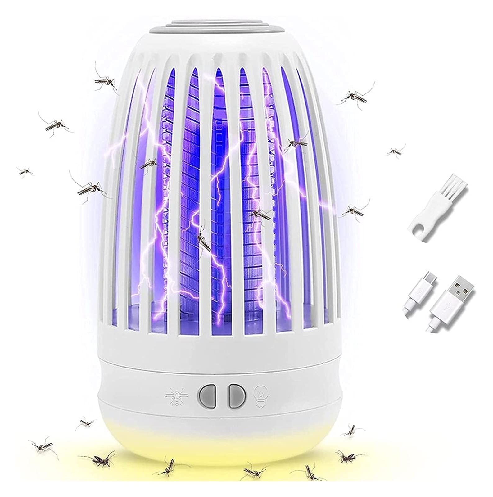Lámpara portátil para Matar Mosquitos, exterminador de Insectos, Repelente de Moscas eléctrico con luz Nocturna, trampas para Control de plagas para Repelente de Insectos en Interiores y Exteriores