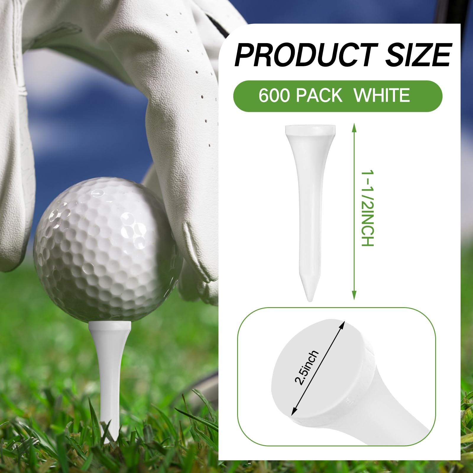 Mudder Bambus-Golf-Tees, 2000 Stück, professionelle Golf-Tees reduzieren Reibung, seitlicher Spin für Schläger, Herren, Damen, Kinder, Zubehör