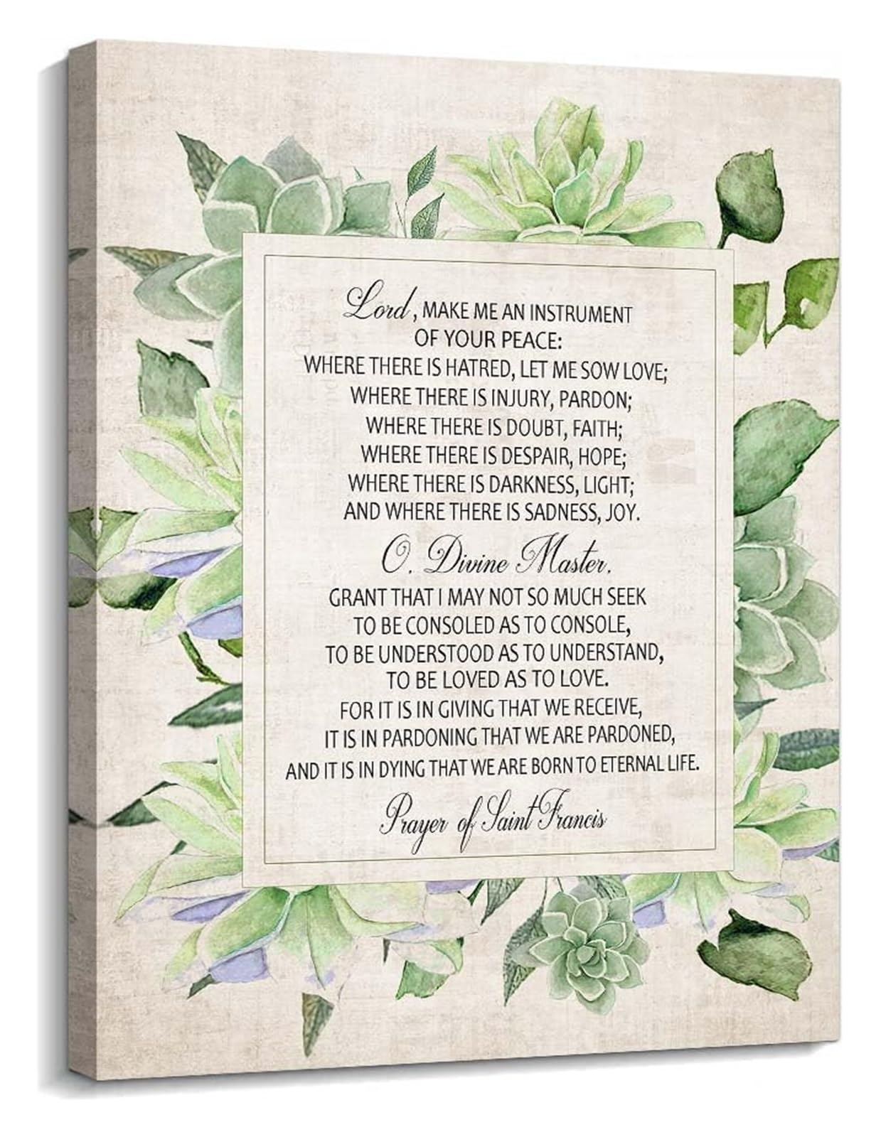 PAJPXPCD St Francis of Assisi Prayer Canvas Print Lord Make Me an Instrument of Your Peace Wall-Art for Bedroom Living Room Decor