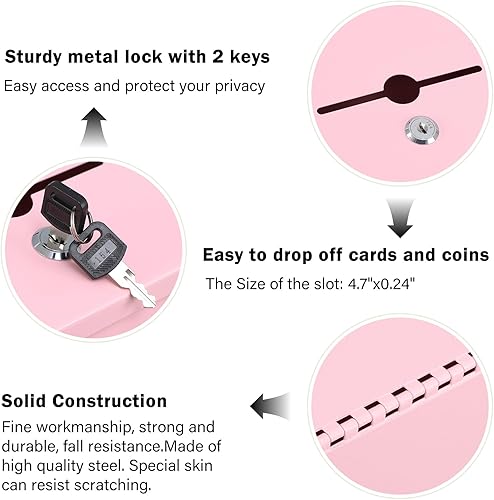 Vista 46 de xydled Urna y caja de donación montada en la pared con 50 tarjetas de sugerencia, caja de sugerencias de metal con cerradura de llave, caja