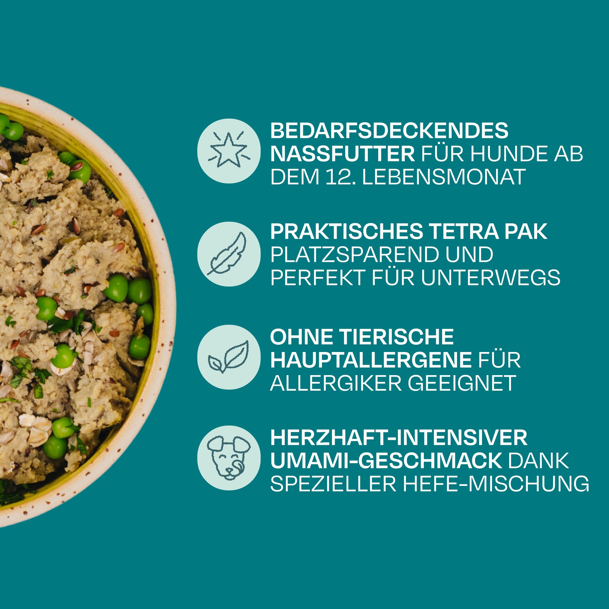 VEGDOG hypoallergenes Nassfutter im Tetra Pak (10 x 200 g) | Adulte Hunde | ohne Gluten und Soja | Alleinfutter für Allergiker mit Erbsenprotein
