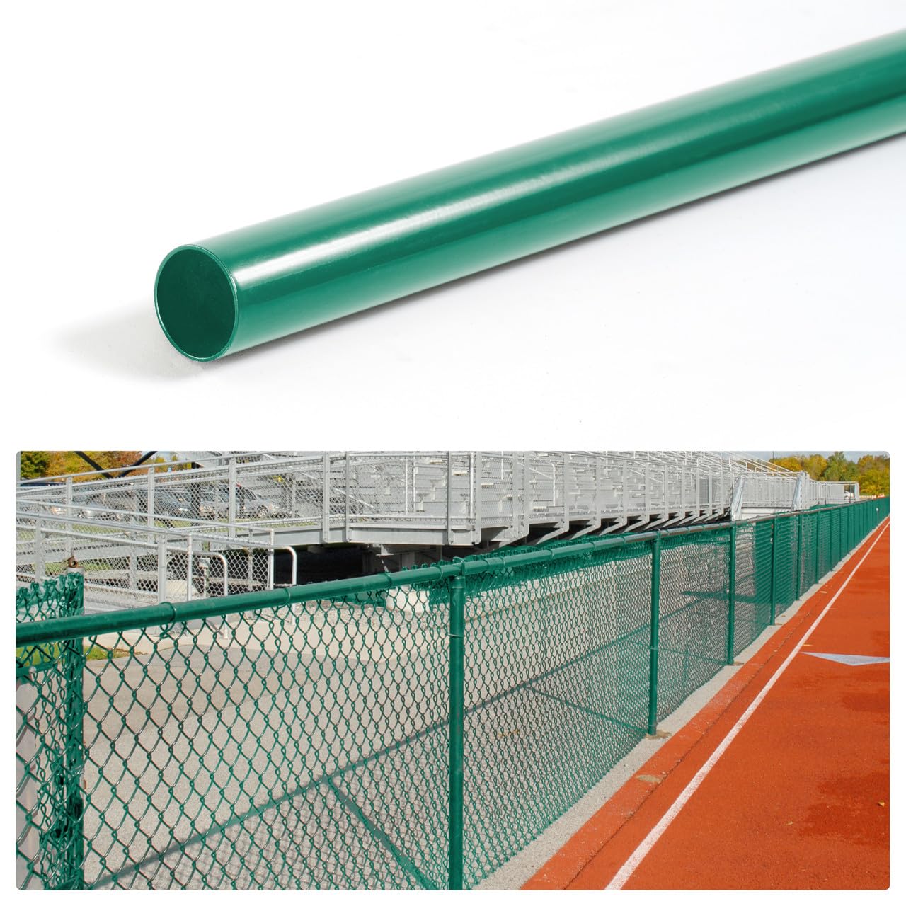 Fencer Wire 1-5/8" Fence Top Rail, 10 FT Green Powder Coated Galvanized Pipe for Chain Link Fence, Chain Link Parts, Hardware, Accessories, Pack of 5