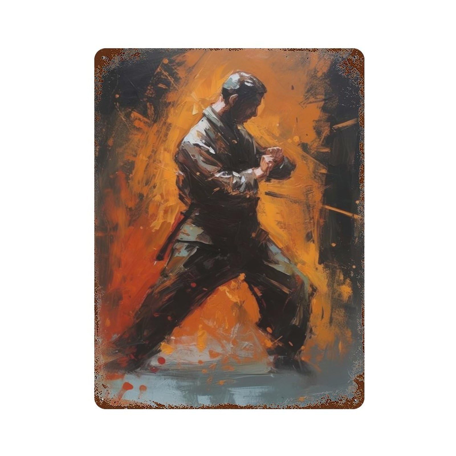 The Art of Combat 15.7"x11.8" Rustic Tin Plaque, Novelty Wall Decor for Living Room, Hallway And Home Decor