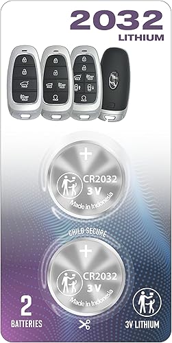 Paquete de 2 llaves CR2032 2032 con control remoto inteligente, batería OEM, compatible con llavero (2019-2022) para Hyundai Elantra Ioniq Sonata