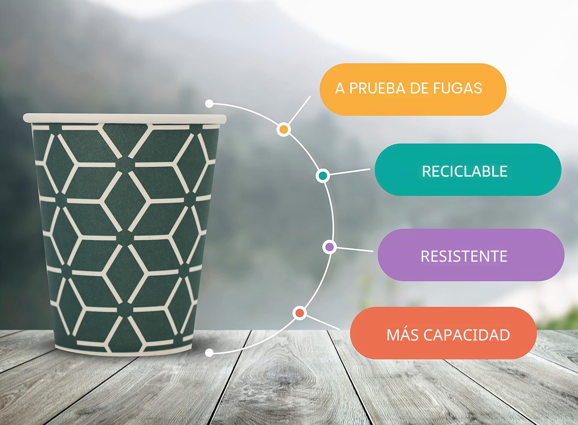 Caramont,400 Vasos de Cartón ,7 onzas con Agitadores de Madera,Ecológicos y Desechables,Resistentes al Calor,Ideales para Café,Té,Cumpleaños,etc.