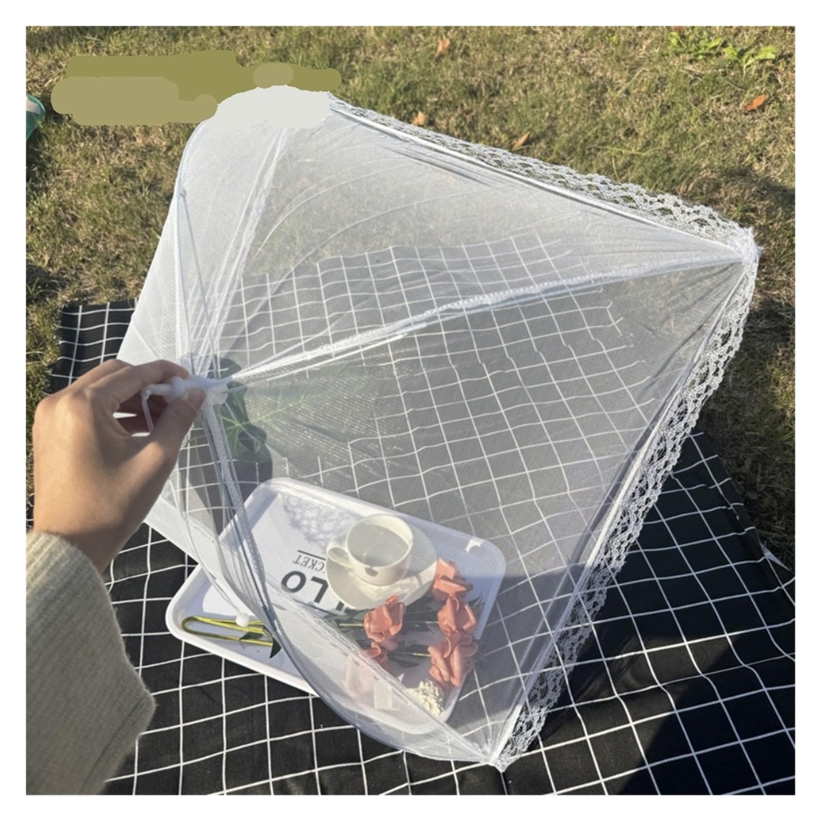 Netzabdeckung für Lebensmittel, Faltbare Lebensmittelabdeckung aus Mesh, atmungsaktiv, mehrere Größen(43x43cm)