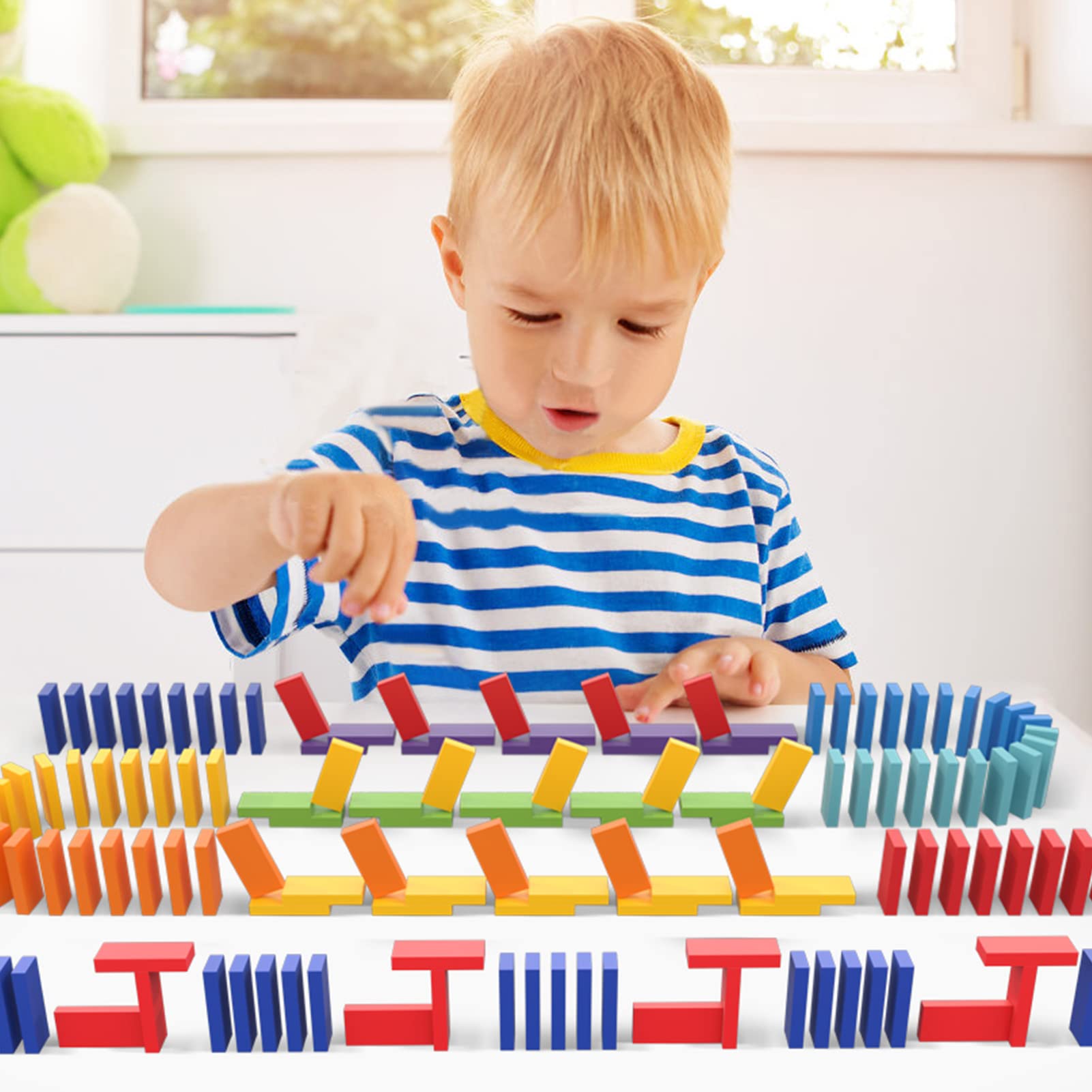 1000 Piezas Domino Madera Juego de Bloques de Dominó de Madera Classic Bloques de Construcción Juguete Educativo Juguetes de Dominó Juguetes de Apilamiento Regalo para Niñas Niños Adultos 3 4 5+ años